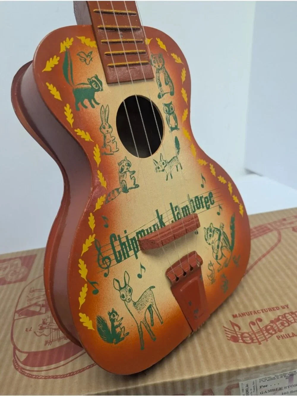 Vintage Jefferson MFG American Toy Guitar Chipmunk Jamboree w/Box, Booklet